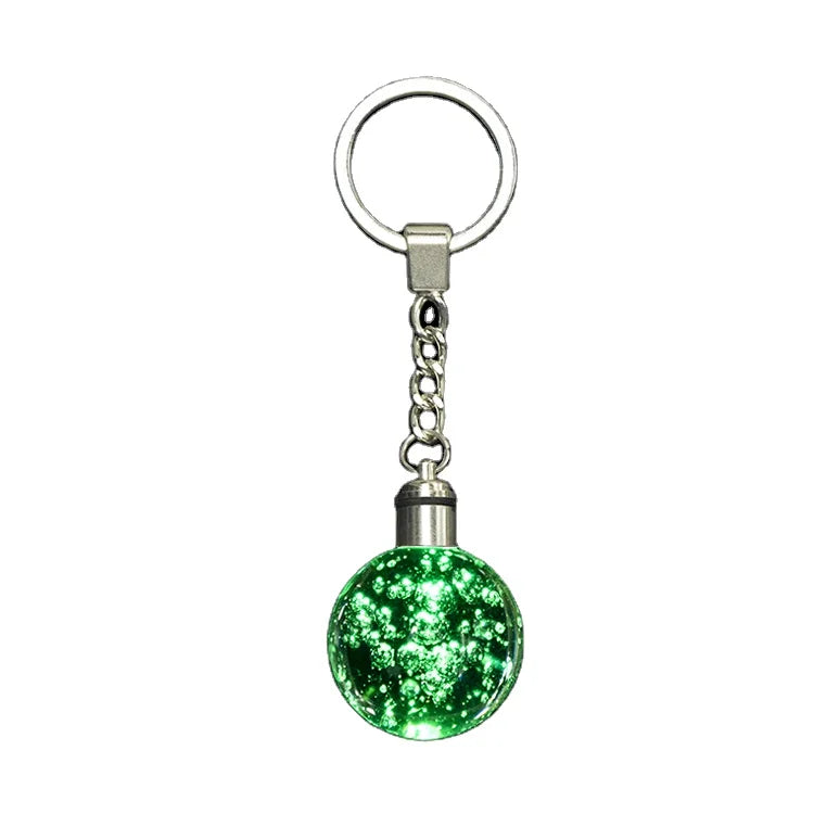 HDW Wholesale High Quality K9 Clear Crystal Metal Keychain New Led Magic Crystal Ball Keychains for Souvenirs