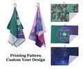 Personalized Sublimation Printed Golf Ball Cleaning Towel Magnetic Grommet Hook Microfiber Waffle Print Golf Towel Custom Logo