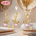 Hengdian Modern 18K Gold Plated Brass  Zircon Bird Wing Women's Jewelry Set for Weddings Parties and Gifts