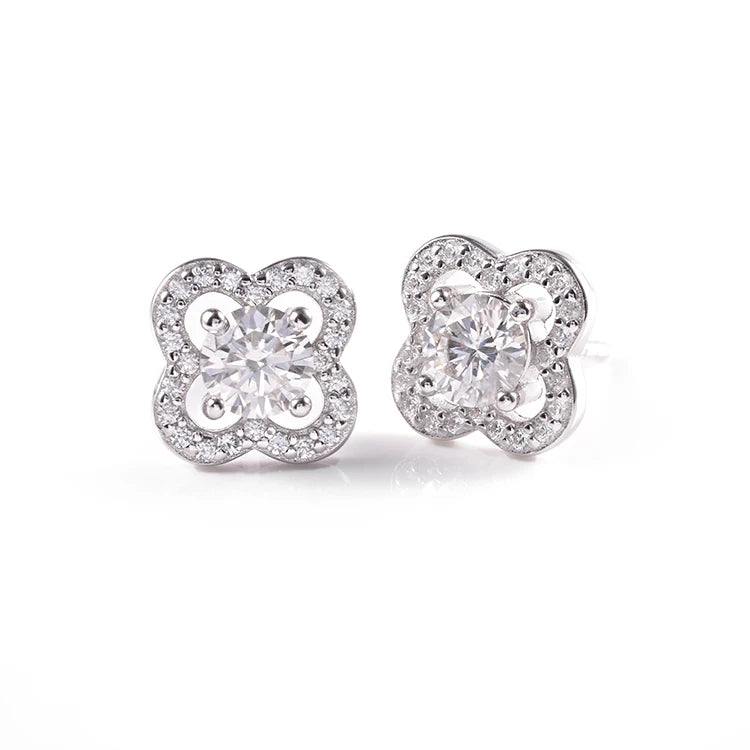Loose Moissanite Diamond Earrings for Women Sterling Silver Trendy Round-Cut Gemstone Solitaire Studs Earrings for Girls Gift