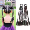 Kids Braided Ponytail with Beads and Bow Kids Hair Extension Ponytail for Girls Black Girl Hair Accessories with Bubbles