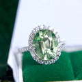 Europe Luxury Fashion Trendy Pure 925 Sterling Silver Engagement Finger Rings for Women Light Green Color Parties Anniversaries