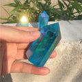 Wholesale Natural Blue Aura Crystal Wand Point Clean Quartz Plating for Decorative Crystal Crafts