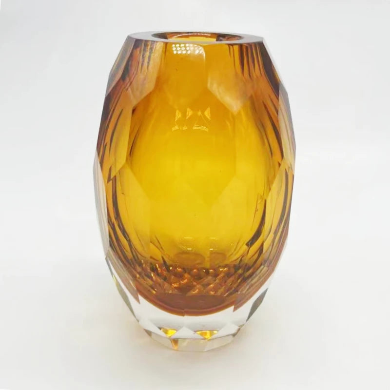 Exquisite Modern Blown Flower-themed Tea-colored Art Glass Dome Vase for Home Decoration