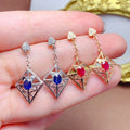 Wholesale Gold Plated 925 Sterling Silver Stud Tassel Sparkle Colorful Sapphire Wedding Earrings for Women