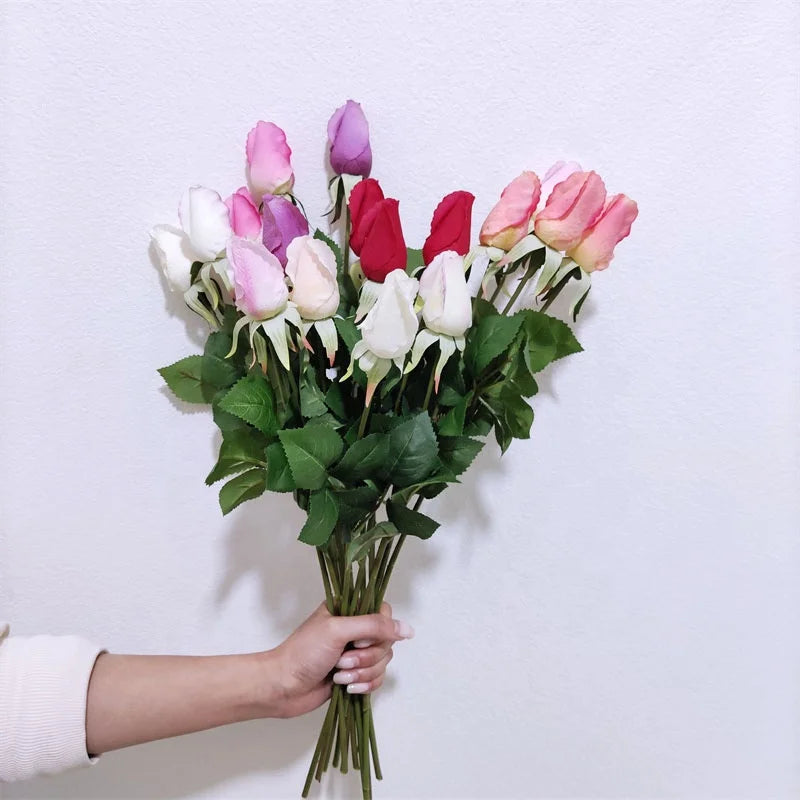 Wholesale Real Touch Silk Artificial Rose Flowers Bud Decorative Flower 45cm for Home Wedding Party Christmas Graduation