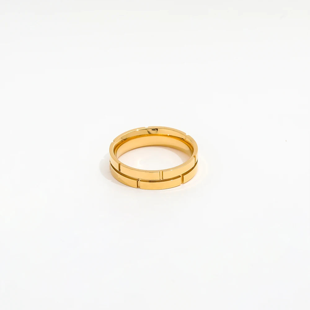 Joolim High End PVD 18K Gold Plated Bricklaying Geometric Rings for Women Finger Ring