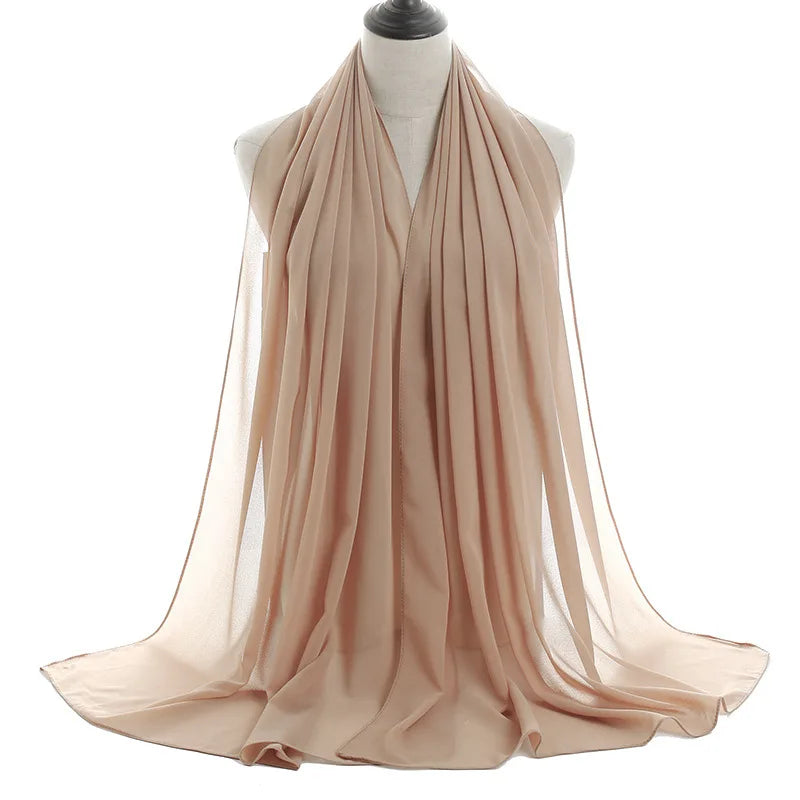 Wholesale Pearl Chiffon Ethnic Muslim Islamic Premium Chiffon Veils Hijab Tudung Scarf Shawls