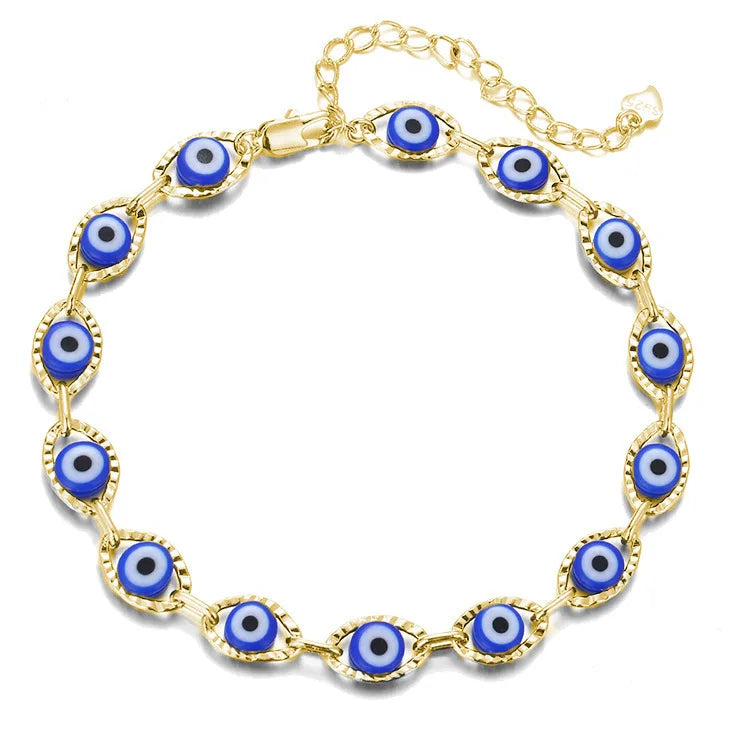 2021 New Design Fashion Gold Silver Evil Eyes Boho Anklet for Women