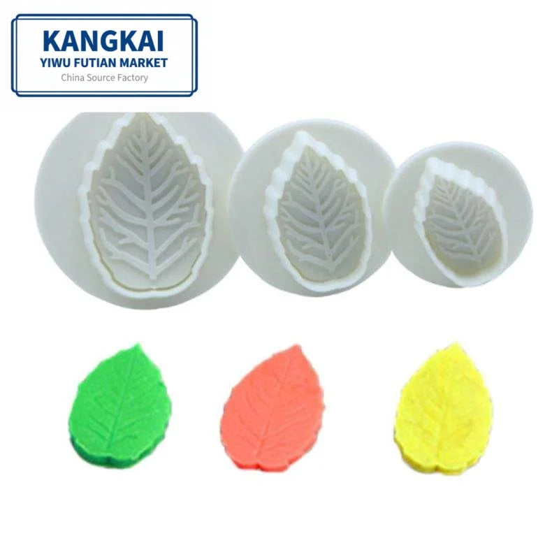3PCS DIY Leaves Shape Sugar Cream Craft Chocolate Stamp Biscuit Mold Dough ABC Plunger Cutter Kitchen Tools