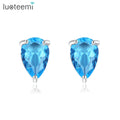 LUOTEEMI Cute Elegant Crystal Women Trendy Stud Female Earing Fashion Small Simple Korean Earring Blue