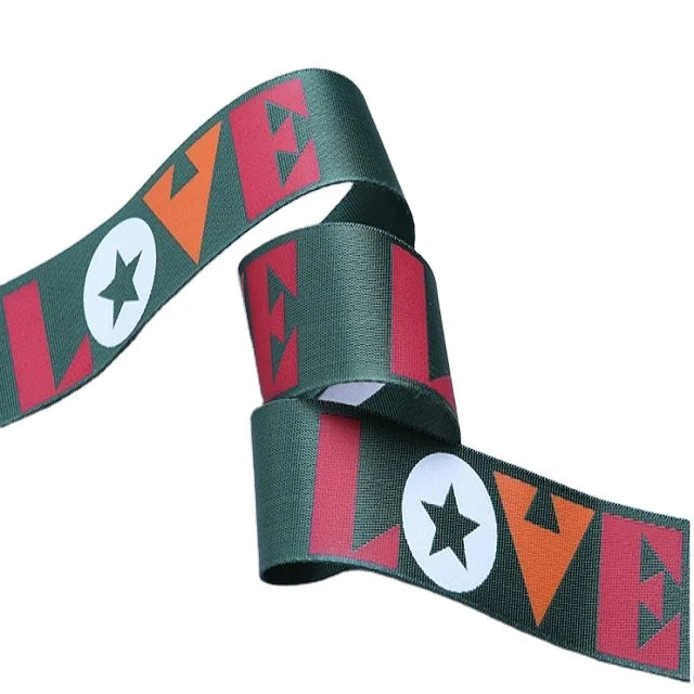 High Quality Customized Dense Pattern Webbing Factory Direct Nylon Printing Geometric Letter Triangle Color Polyester Material