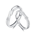 FDJZ-154 925 Sterling Silver Adjustable Open Engagement Couple Rings Classic Rhodium Plated for Men Women for Wedding Party