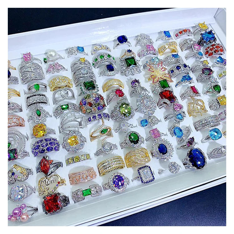 European American Popular Fine Jewelry Rings Light Luxury Colorful Zircon Rings Exquisite Versatile Rings for Girls