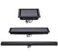 Matte Black Stainless Steel Linear Shower Drainer Invisible Square Floor Tile Insert Drain Stopper for Bathroom Floor Basin Use