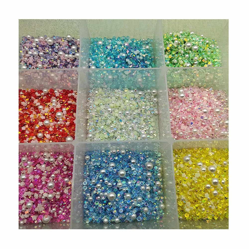 Colorful Crystal Cherry Blossoms Butterfly Sequins Polymer Clay Slices Sprinkles for Slime Filling Clay DIY Crystal DIY Crafts