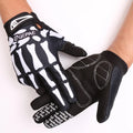 Unisex Full-Finger Cycling Gloves Skull Printing Silicone Gel Shock Resistant Durable Padded Palm Protection Lycra MTB Riding