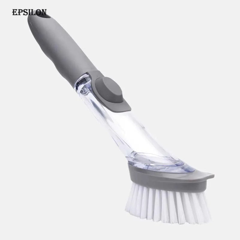 Epsilon Automatic Liquid Dispenser Kitchen Pot Cleaner Tools Double Use Kitchen Cleaning Brush Scrubber Dish Bowl Washing Sponge