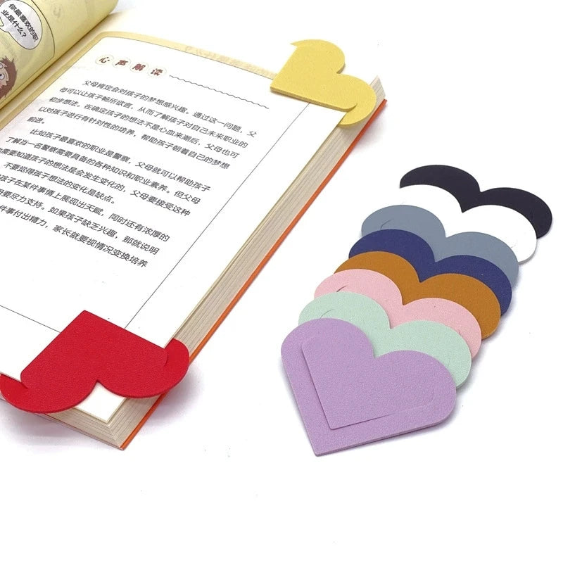 Stock Ready Promotional Gift Cute Student Corner Page Book Marks Leather Heart Bookmarks