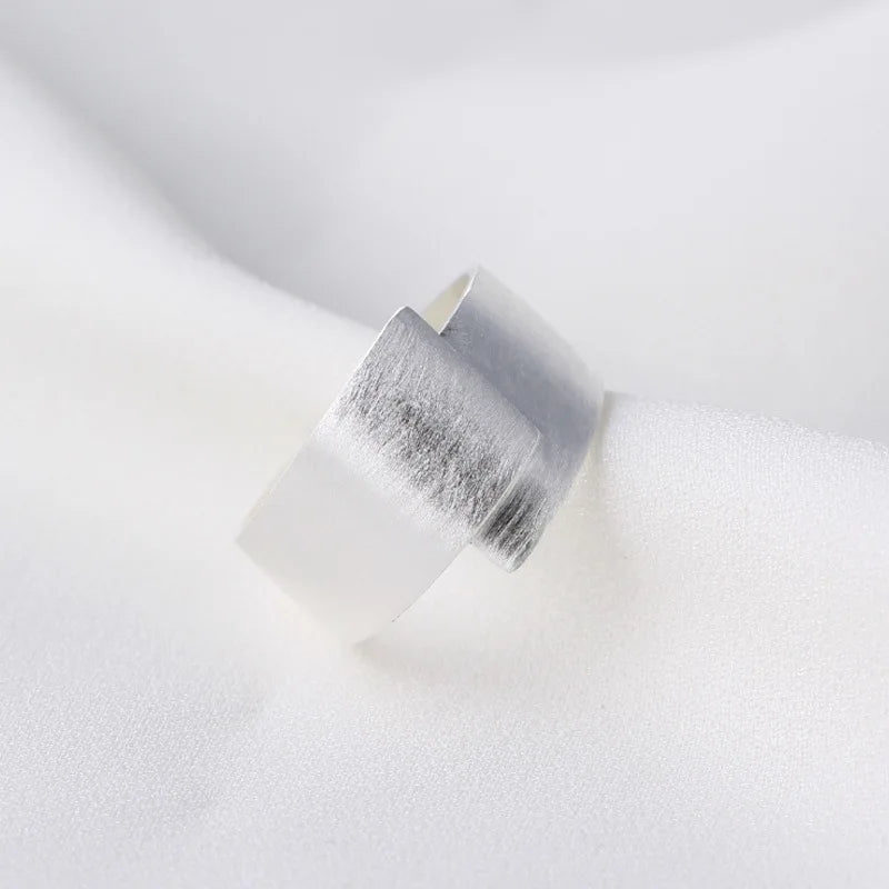 925 Sterling Silver Brushed Width Women Adjustable Rings Jewelry