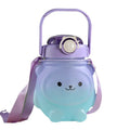 Large 1100ml Double Drink Water Cup for Kids Plastic Straw Cartoon Bear Appearance Gradual Change Level Children's Water Bottle