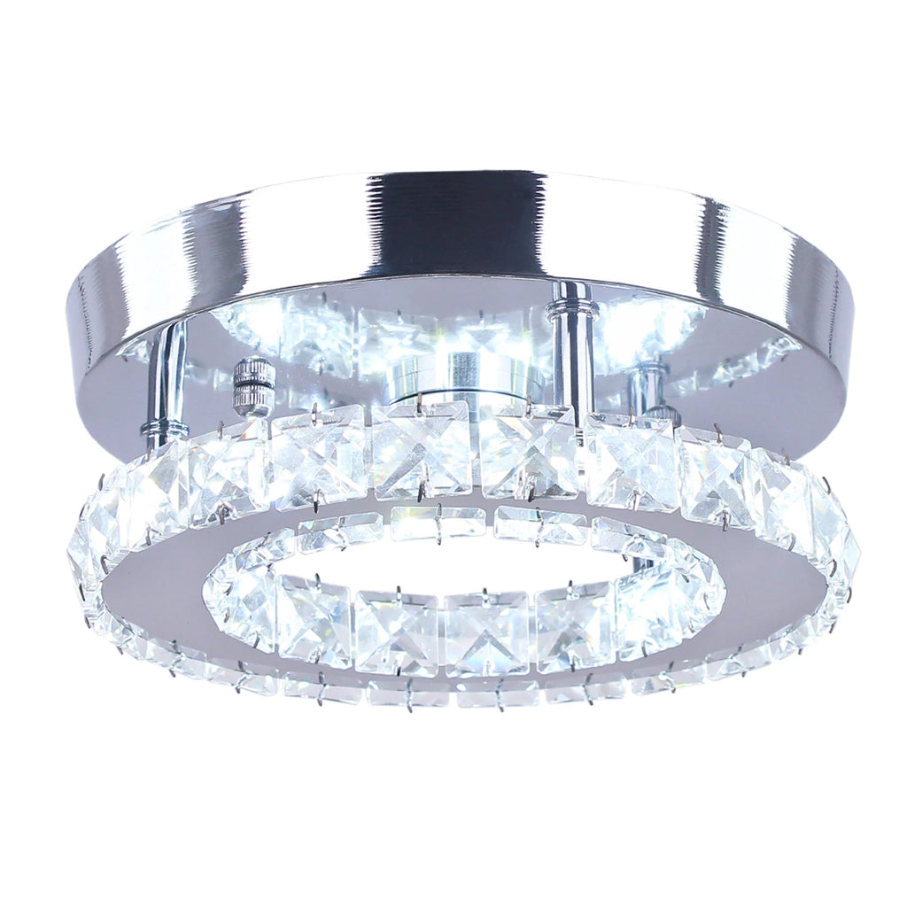 Modern Round LED Crystal Ceiling Light Small Ceiling Chandelier with Switch Control for Corridor Kitchen Use