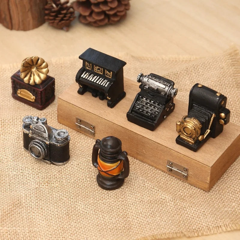 Resin Crafts Ornaments Cafe Home Decoration Ornaments Photography Background Props Record Player Typewriter