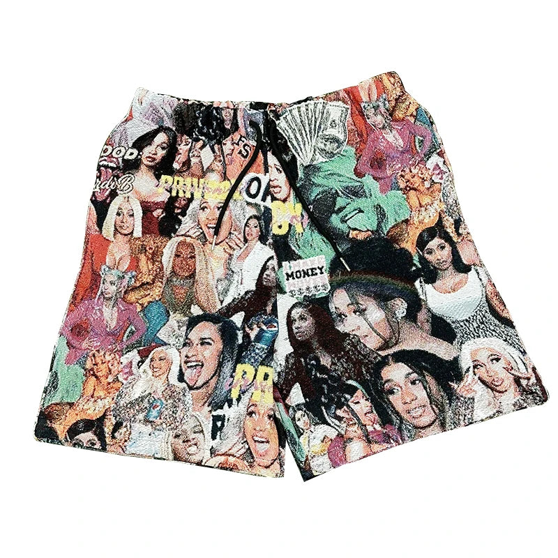 Custom Design Elastic Waist Sporty Mid Tapestry Shorts High Density Fabric Eco-Friendly