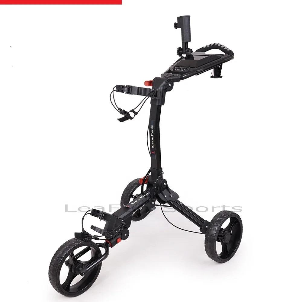 Handle Brake Push Golf Trolley With One Step EZ-Fold System  Adjust Handle . Light Weight With Free Wheels .