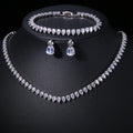 Fashion Diamond Inlaid Zirconia Necklace Earrings Bracelets Three Piece Set for Bride and Wedding Accessories