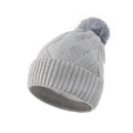 Custom logo Women Winter Warm Warm Fleece-lining Beanie Core Yarn Knitting Hat with Fur Pompom