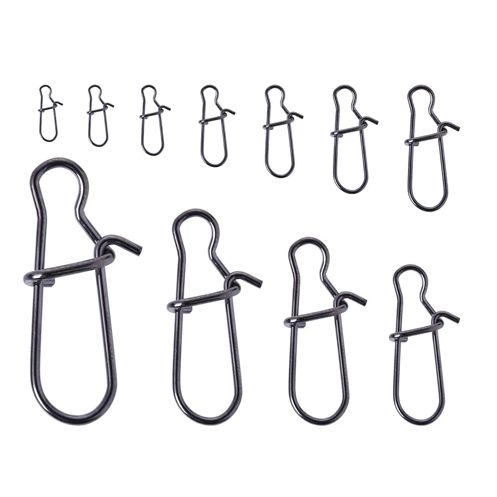 Stainless Steel Fishing Snaps Quick Change Lure Snaps Strong Clip Safety Connector for Saltwater Freshwater Fishing Accessories