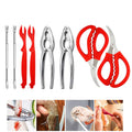 Seafood Scissors Set Lobster Prawns Shellfish Nuts Crab Cracker Forks Pliers Sheller Spoon Stainless Steel Seafood Tools