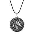 Men Fashion Vintage Silver Norse Viking Letters Wolf&Vegvisir Rune Amulet Alloy Pendant Necklace