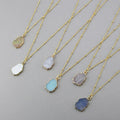 Femme Gold Chain Girl Necklace for Women Colorful Irregular Natural Quartz Stone Pendant Link Chain Healing Crystals Raw Jewelry