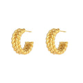 Y020 INS Jewelry Pvd 18k Gold Plated Stainless Steel Double Wheat C Shaped Hoop Earrings for Women