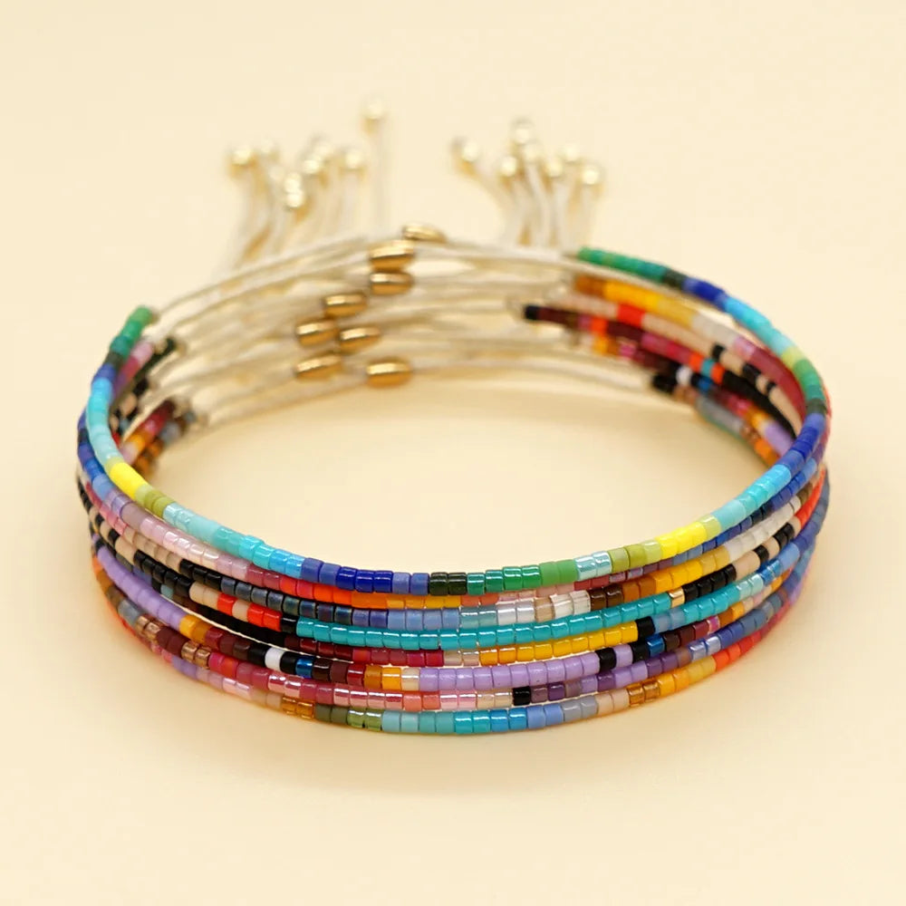 BG1117 Petite Mini Tiny Beaded Seed Bead Bracelet Southwestern String Stacking Friendship Bracelet Minimal Everyday Bracelet