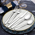 Hot Sell Square Handle Stainless Steel Cutlery Dinner Knife Fork and Spoon Wedding Modern Silverware Set Flatware for Restaurant
