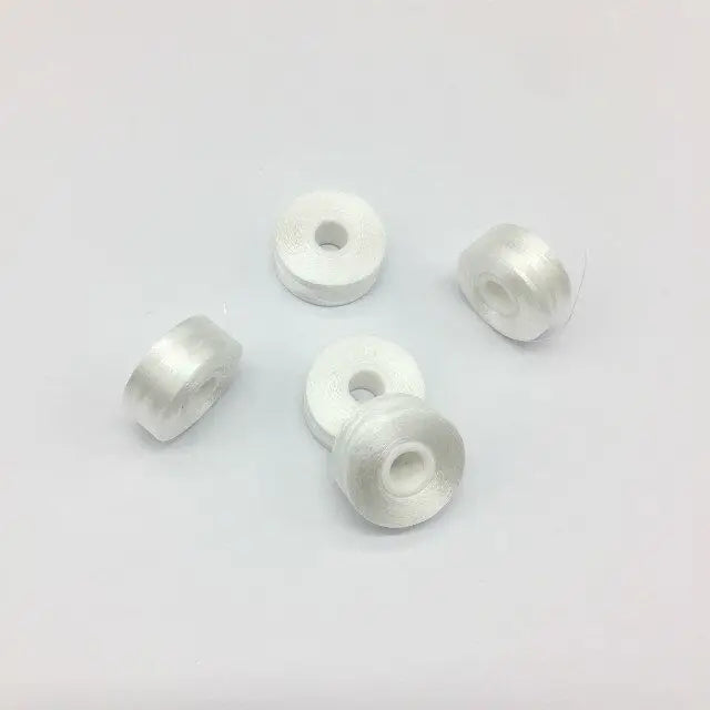 Wholesale Low Price 100% Polyester White 75D/2 144pcs/box L Size Polyester Pre Wound Bobbin Thread for Embroidery