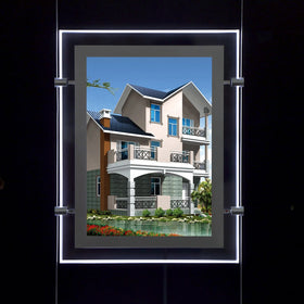 Magnetic Rectangle Frameless LED Illuminated Real Estate Agent Window Display Sign DC 12V