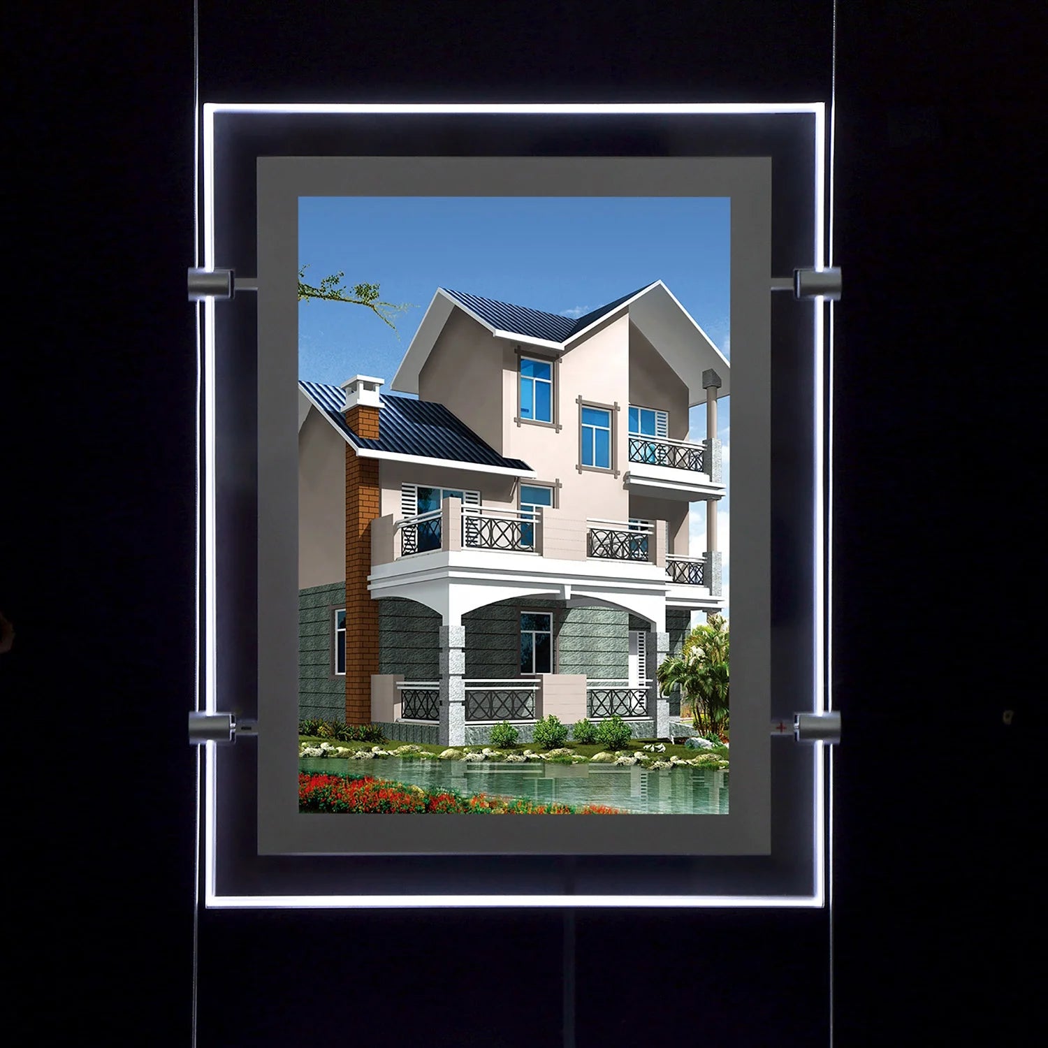 Magnetic Rectangle Frameless LED Illuminated Real Estate Agent Window Display Sign DC 12V