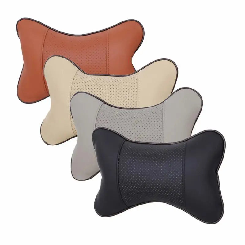 Factory Price Car Neck Pillow PU Leather Breathable Mesh Auto Rest Headrest Cushion Pillow Interior Car Accessories