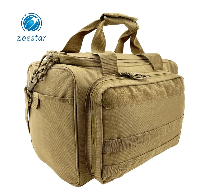 Outdoor Adventure Tactical Multi-Purpose Polyester Zipper Duffle Bag Arcuate Shoulder Strap for Range Training Gun Gear Storage