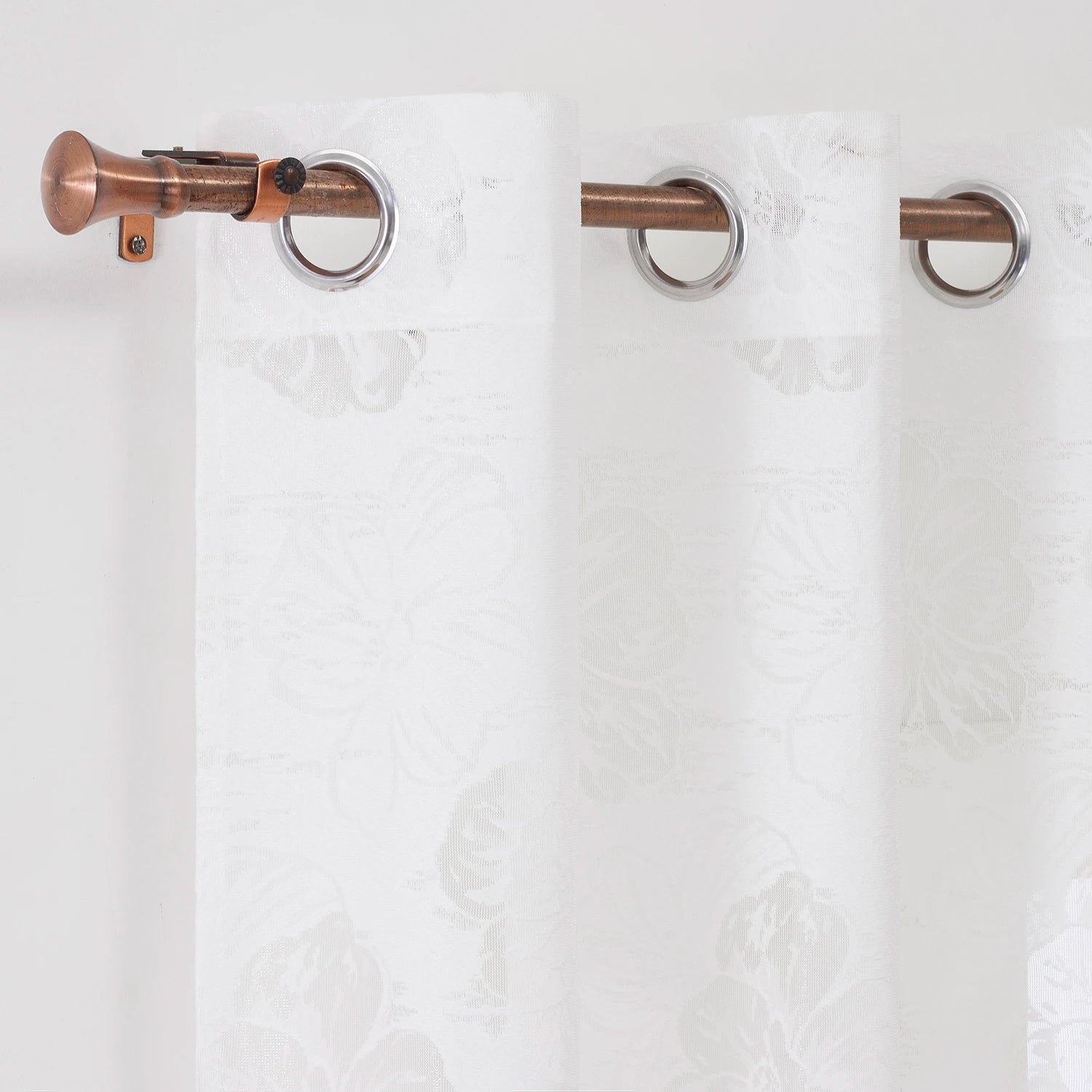 White Floral Lace Knitted Design Semi Sheer Curtains Drapes for Home Living Room Bedroom Factory Wholesale