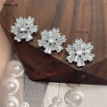 Custom Bridal Dress High-End Luxury Couture Zircon Sewing Flat Snow Flower Silver Rhinestones Shank Buttons for Clothing