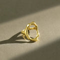 Minimalist 18K Gold Plated 925 Sterling Silver Ring Irregular O Shape Hollow Adjustable Ring for Women