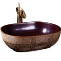 Jingdezhen Colorful Ceramic Oval Bathroom Washbasin Pedestal Outdoor Wash Basin