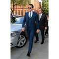 2025 Winter Latest Coat Pant Design Custom Made Navy Blue Men Suits Wedding for Groomsmen Smoking Jacket (Coat+Pants+Vest)
