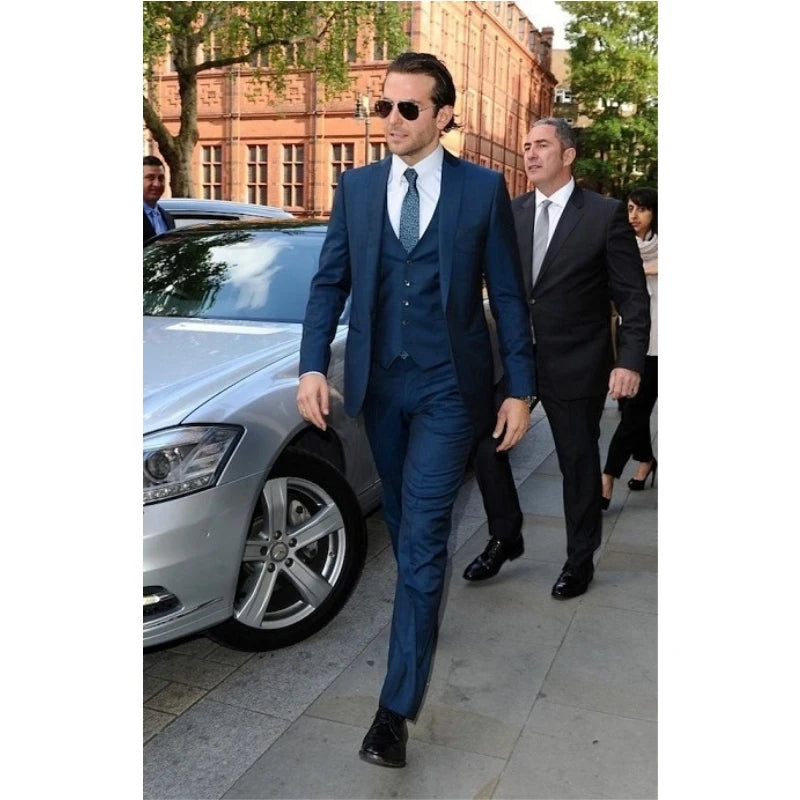 2025 Winter Latest Coat Pant Design Custom Made Navy Blue Men Suits Wedding for Groomsmen Smoking Jacket (Coat+Pants+Vest)