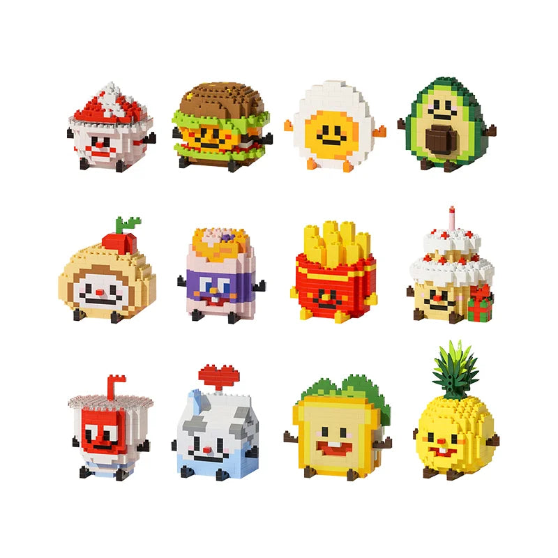 CAYI 2026 Super Delicious Nano Blocks Fries Sandwich Hamburger Mike Food Bricks Cartoon Building Blocks Sets Kids Toys for Gift